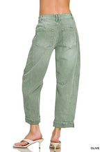 Load image into Gallery viewer, Splash of Color Barrel-Leg Cropped Denim Pants