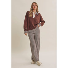 Load image into Gallery viewer, COZY CABIN PINSTRIPE HENLEY POLO SWEATER TOP