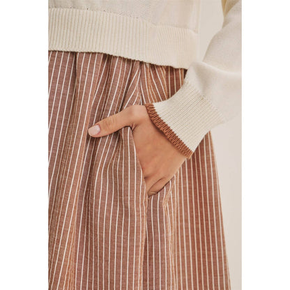 GOLDEN FIELDS LAYERED CONTRAST TWOFER STRIPE MINI DRESS