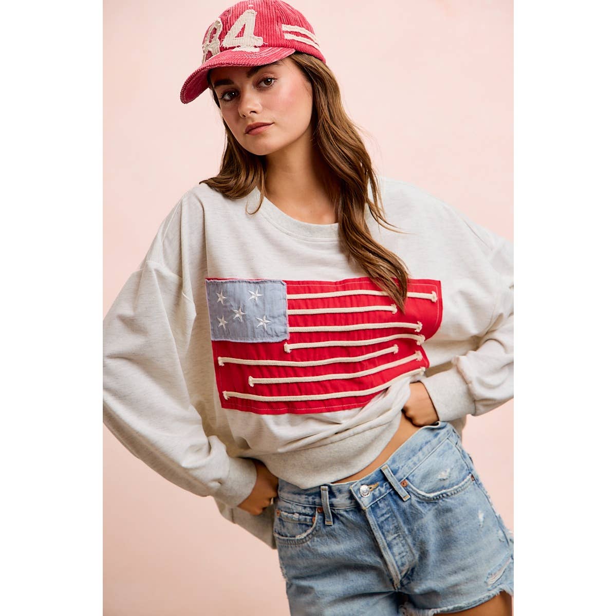 Liberty Lane American Flag Patch Top