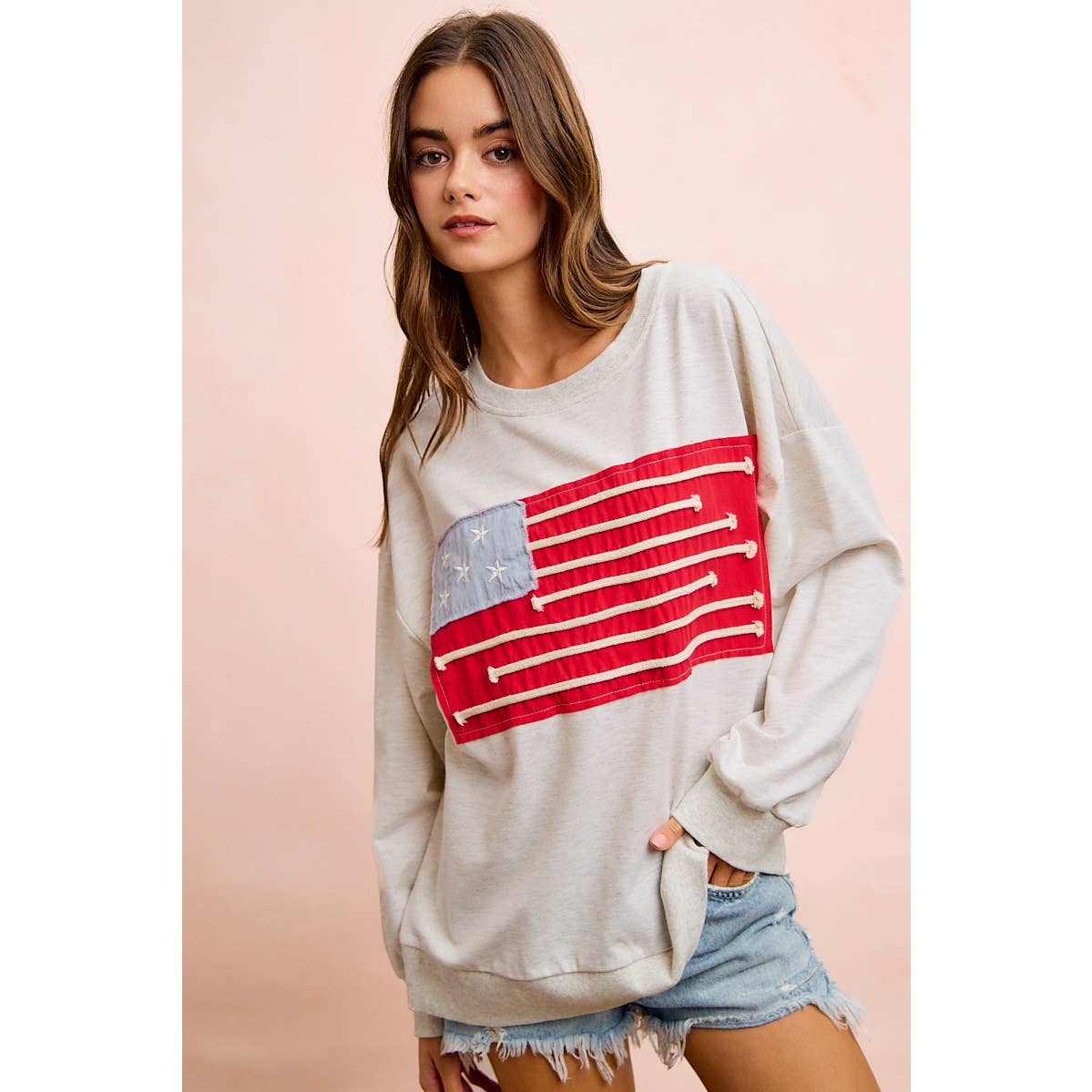 Liberty Lane American Flag Patch Top