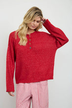 Load image into Gallery viewer, NOVELTY HOLIDAY BUTTON HENLEY PULLOVER SWEATER