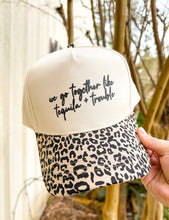 Load image into Gallery viewer, Tequila &amp; Trouble Leopard Canvas Trucker Hat