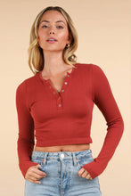 Load image into Gallery viewer, The Clean Slate Fitted Crop Henley Top