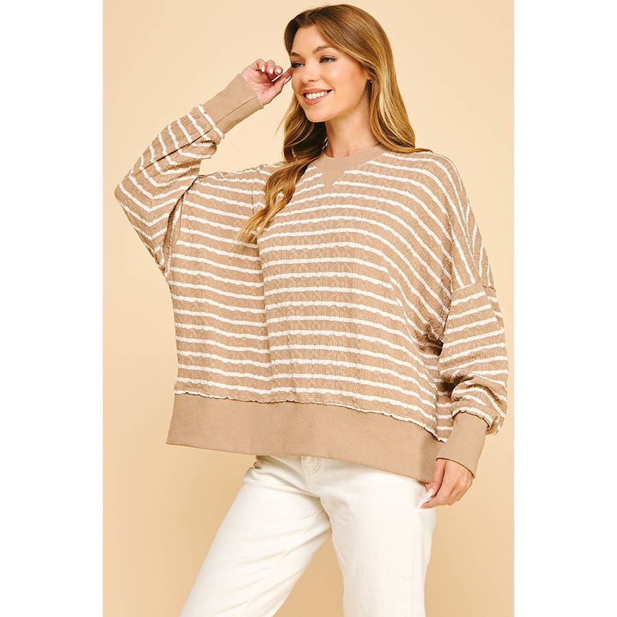 Between the Lines Textured Striped Pullover Top