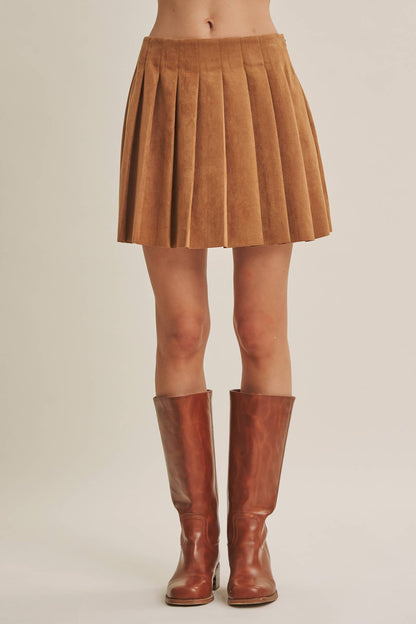 Rodeo Romance Vegan Suede Pleated Mini Skirt