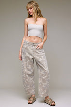 Load image into Gallery viewer, Hideout Tan Camo Cropped Barrel Jeans