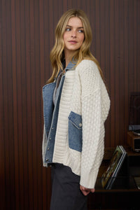 Trace of Denim Cable Knit Jacket