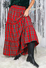 Load image into Gallery viewer, Feelin’ Festive Flowy Plaid Tiered Maxi Skirt