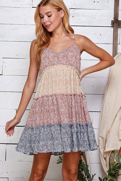 Patch Perfect Tiered Mini Dress