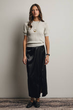Load image into Gallery viewer, Midnight Muse Satin Side Slit Midi Skirt