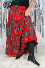 Load image into Gallery viewer, Feelin’ Festive Flowy Plaid Tiered Maxi Skirt