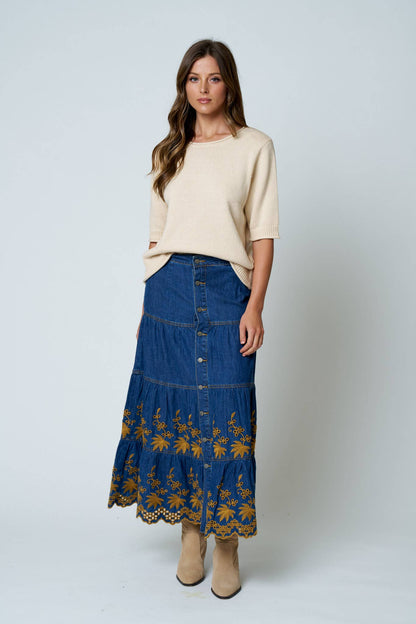 RAW EDGE HALF SLEEVE SWEATER KNIT TOP