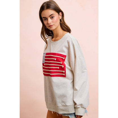 Liberty Lane American Flag Patch Top