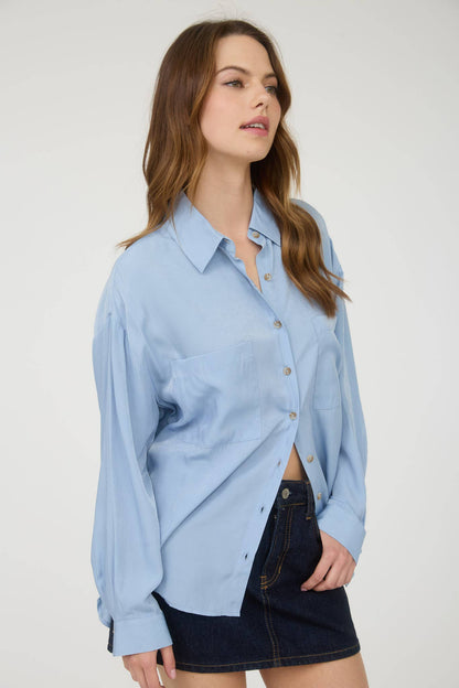 Feeling Bossy Oversized Button Down Long Sleeve Top