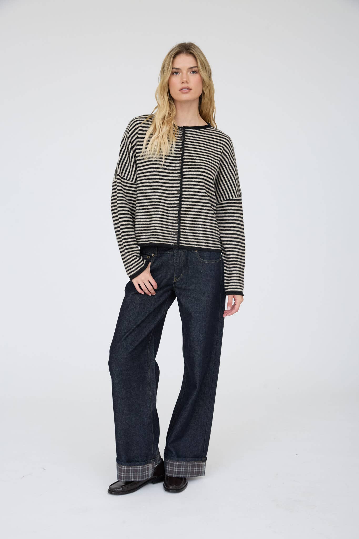 Soft Seasons Striped Cardigan