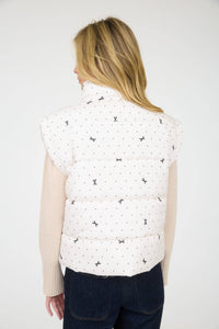 POLKA DOT & BOW PATTERN PUFFER VEST