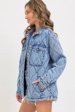 Load image into Gallery viewer, Stitched to Perfection Oversized Quilted Denim Jacket