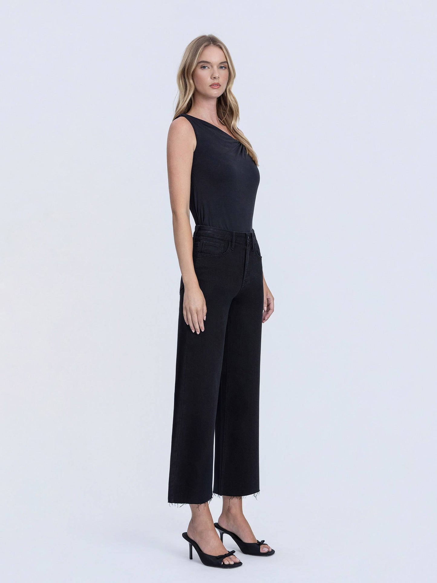 Onyx Cropped Wide Leg Jeans