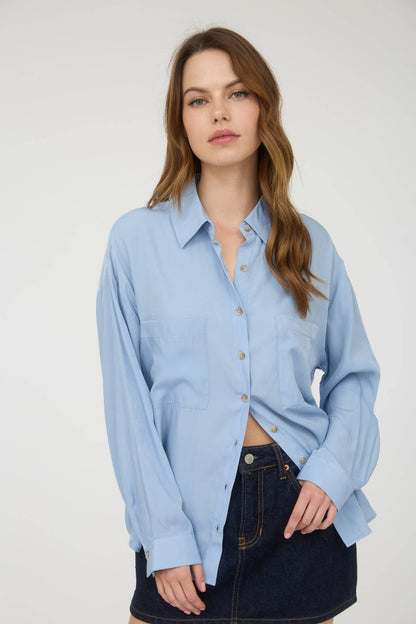 Feeling Bossy Oversized Button Down Long Sleeve Top