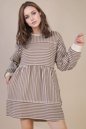 Cider Season Oversized Striped Casual Knit Mini Dress