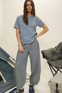 STRIPE DENIM PARACHUTE PANTS