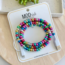 Load image into Gallery viewer, Beaded Phone Charger - Metallic Rainbow