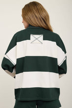Load image into Gallery viewer, WIDE STRIPE HALF ZIP LONG SLEEVE KNIT TOP