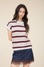 Load image into Gallery viewer, MARLED STRIPE RAW EDGE KNIT Sweater