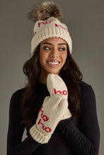 Load image into Gallery viewer, Beige &amp; Red Ho Ho Ho Pom Hat