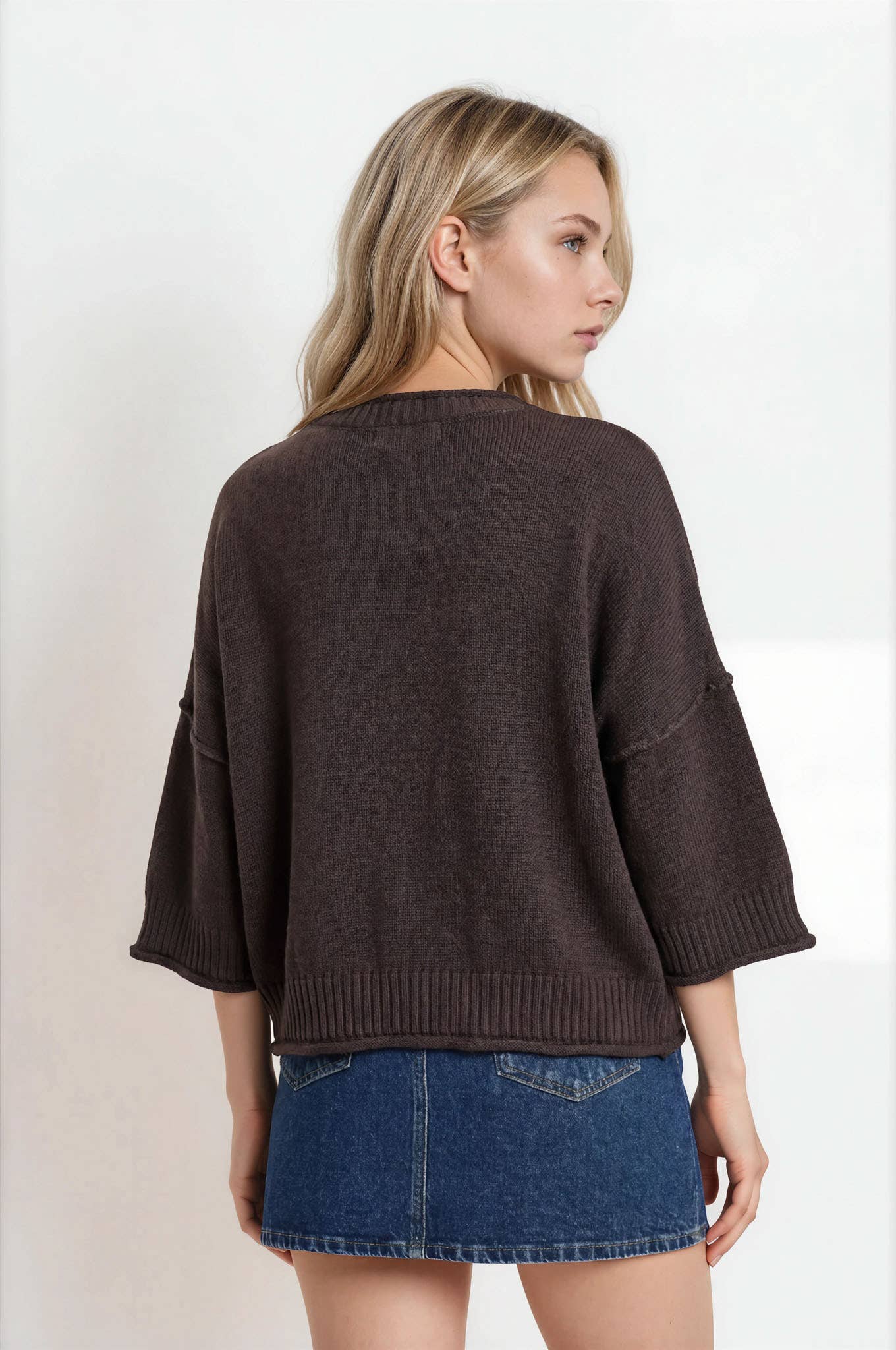 EXPOSED SEAM DROP SHOULDER SHORT SLEEVE PULLOVER