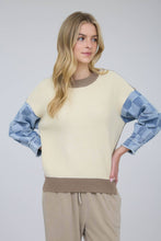 Load image into Gallery viewer, Mix &amp; Match Checkered Denim Sleeve Knit Sweater