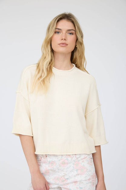 EXPOSED SEAM DROP SHOULDER SHORT SLEEVE PULLOVER