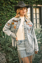 Load image into Gallery viewer, Rodeo Patchwork Snap Up Denim Jacket