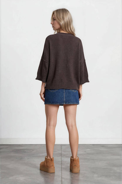 EXPOSED SEAM DROP SHOULDER SHORT SLEEVE PULLOVER