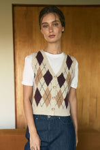 Load image into Gallery viewer, Plaid &amp; Proper Argyle Pattern  Button Down Knit Cardigan Vest