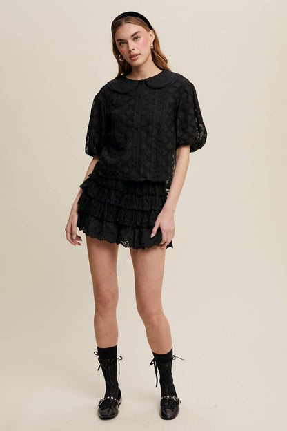 Ruffled Romance Lace Tiered Shorts