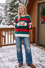 Load image into Gallery viewer, Holiday Stripe Oversized Sweater