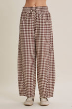 Load image into Gallery viewer, Easy Day Relaxed Gingham Cotton Barrel Leg Pants