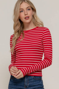 Stripes & Vibes Long Sleeve Striped Knit Top