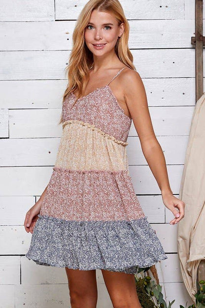 Patch Perfect Tiered Mini Dress