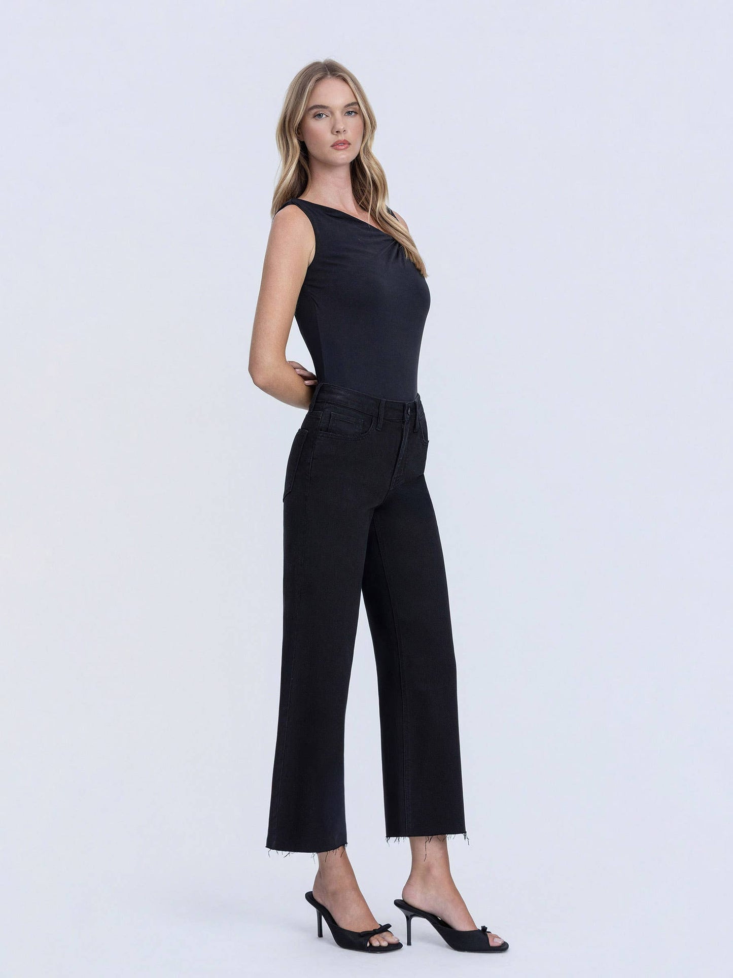 Onyx Cropped Wide Leg Jeans