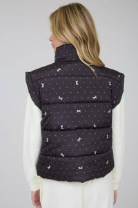 POLKA DOT & BOW PATTERN PUFFER VEST