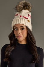 Load image into Gallery viewer, Beige &amp; Red Ho Ho Ho Pom Hat