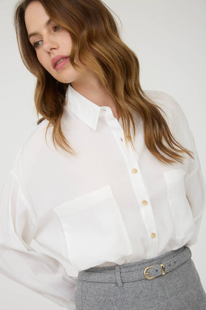 Feeling Bossy Oversized Button Down Long Sleeve Top