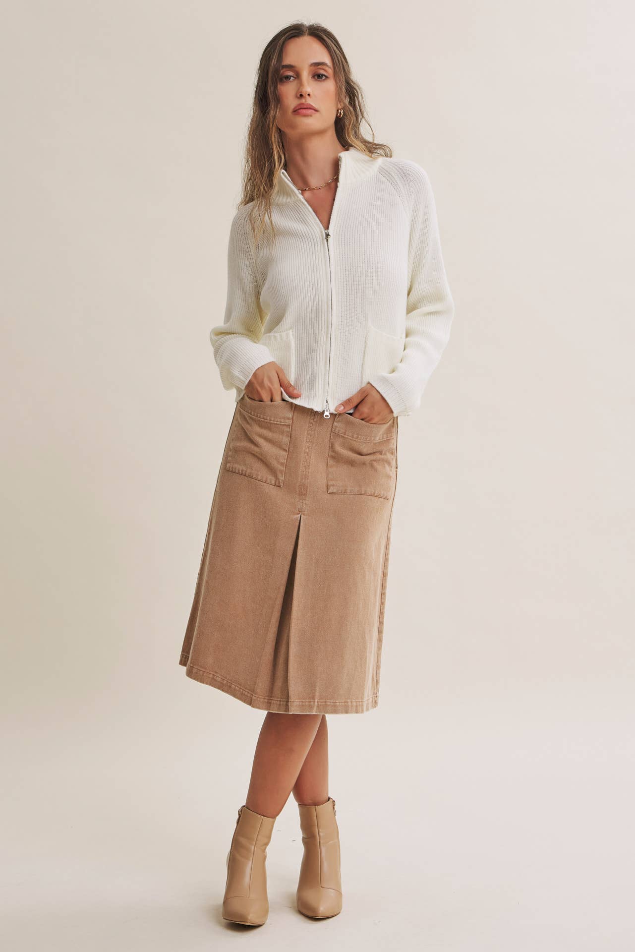 Simple Comfort 2-Way Zip Everyday Sweater Jacket With Pockets