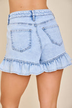 Load image into Gallery viewer, Ruffle &amp; Lace-Up Denim Shorts