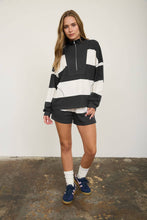 Load image into Gallery viewer, WIDE STRIPE HALF ZIP LONG SLEEVE KNIT TOP