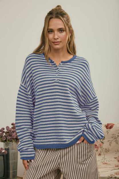 Just My Type Henley Sweater