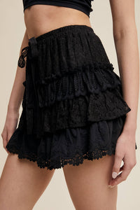 Ruffled Romance Lace Tiered Shorts